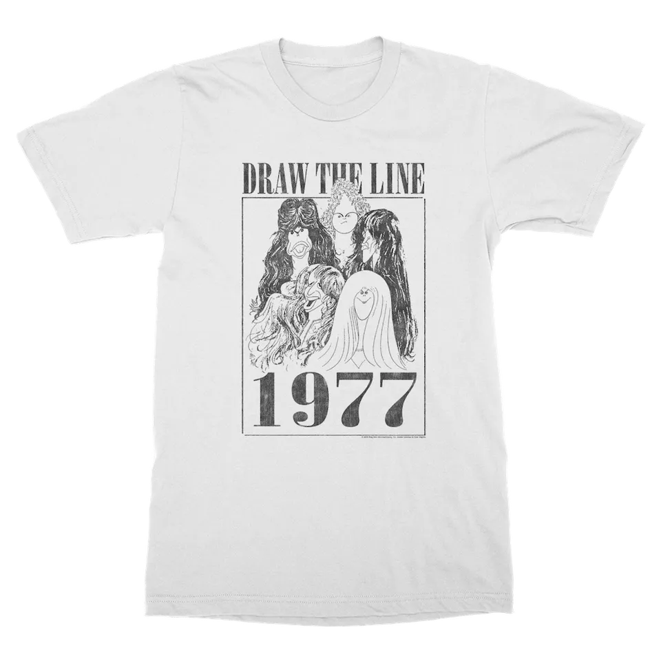 Aerosmith Draw The Line 1977 t-shirt bianca unisex