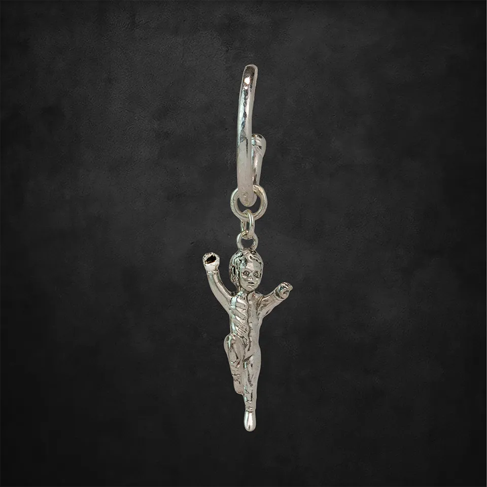 Aerosmith Babyface orecchino hoop argento patina