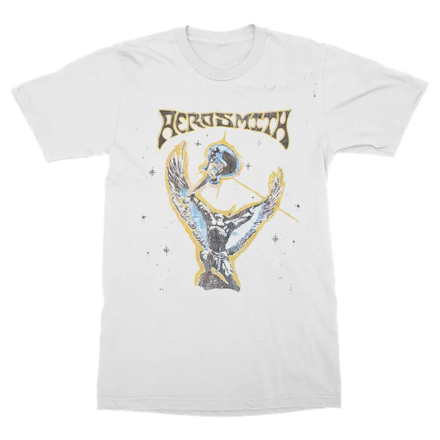 Aerosmith Winged Angel Guitar t-shirt bianca