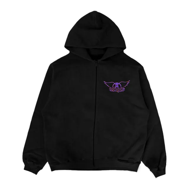 Aerosmith Pump Tour 1990 felpa zip nera cotone