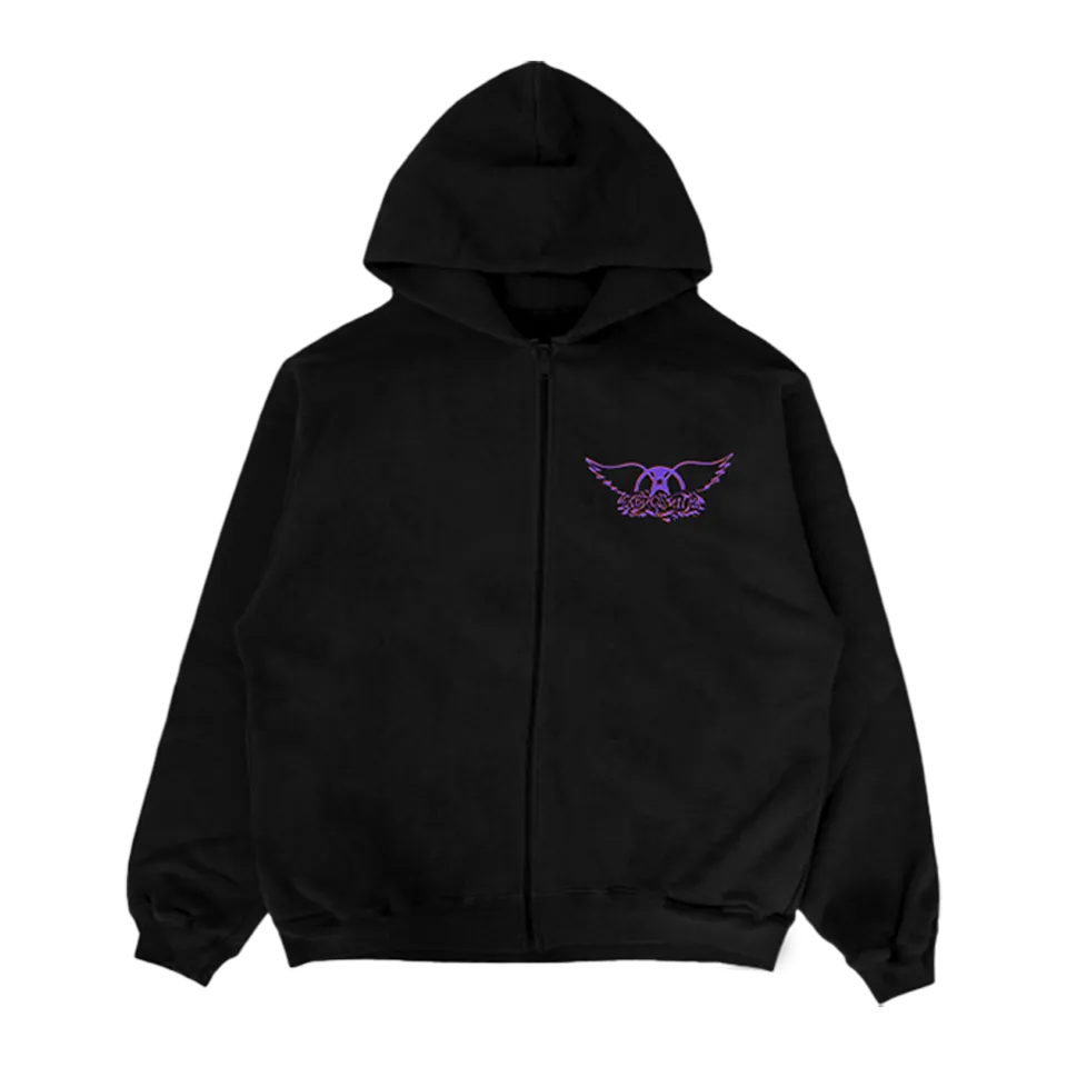 Aerosmith Pump Tour 1990 felpa zip nera cotone