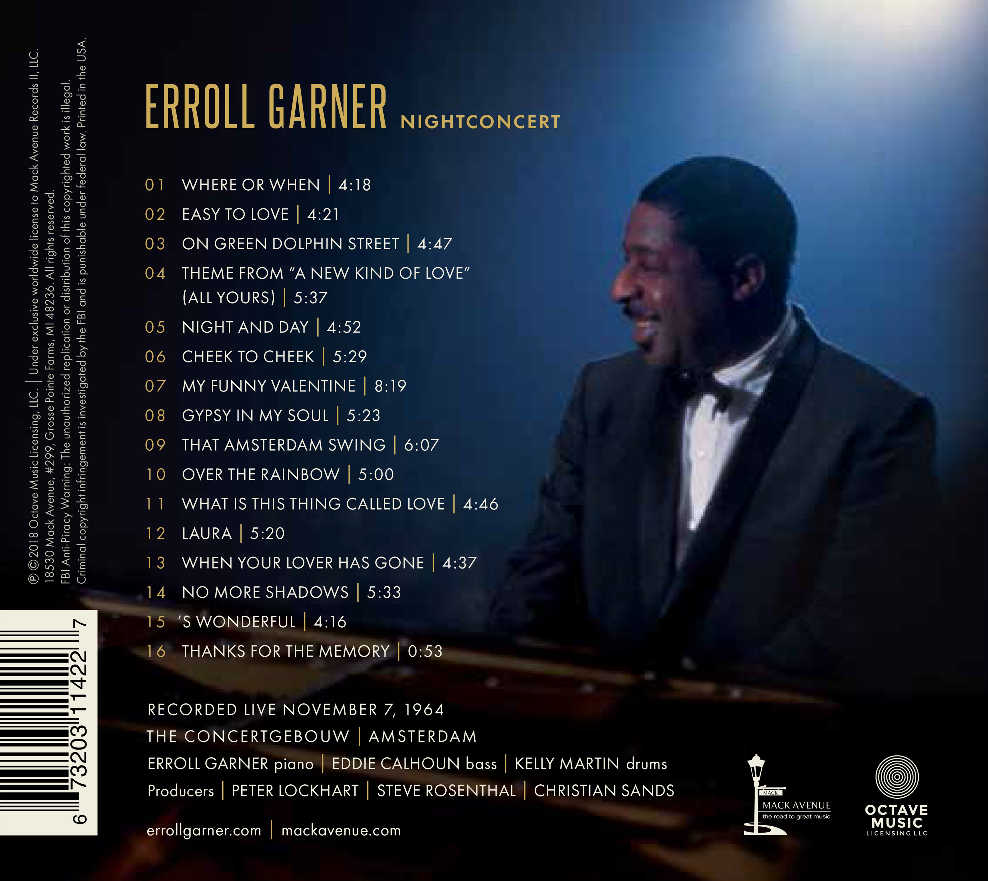 Mack Avenue Erroll Garner Nightconcert CD trio piano jazz