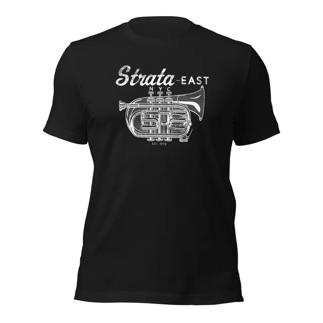 Strata-East Horn Logo maglietta unisex nero vintage cotone