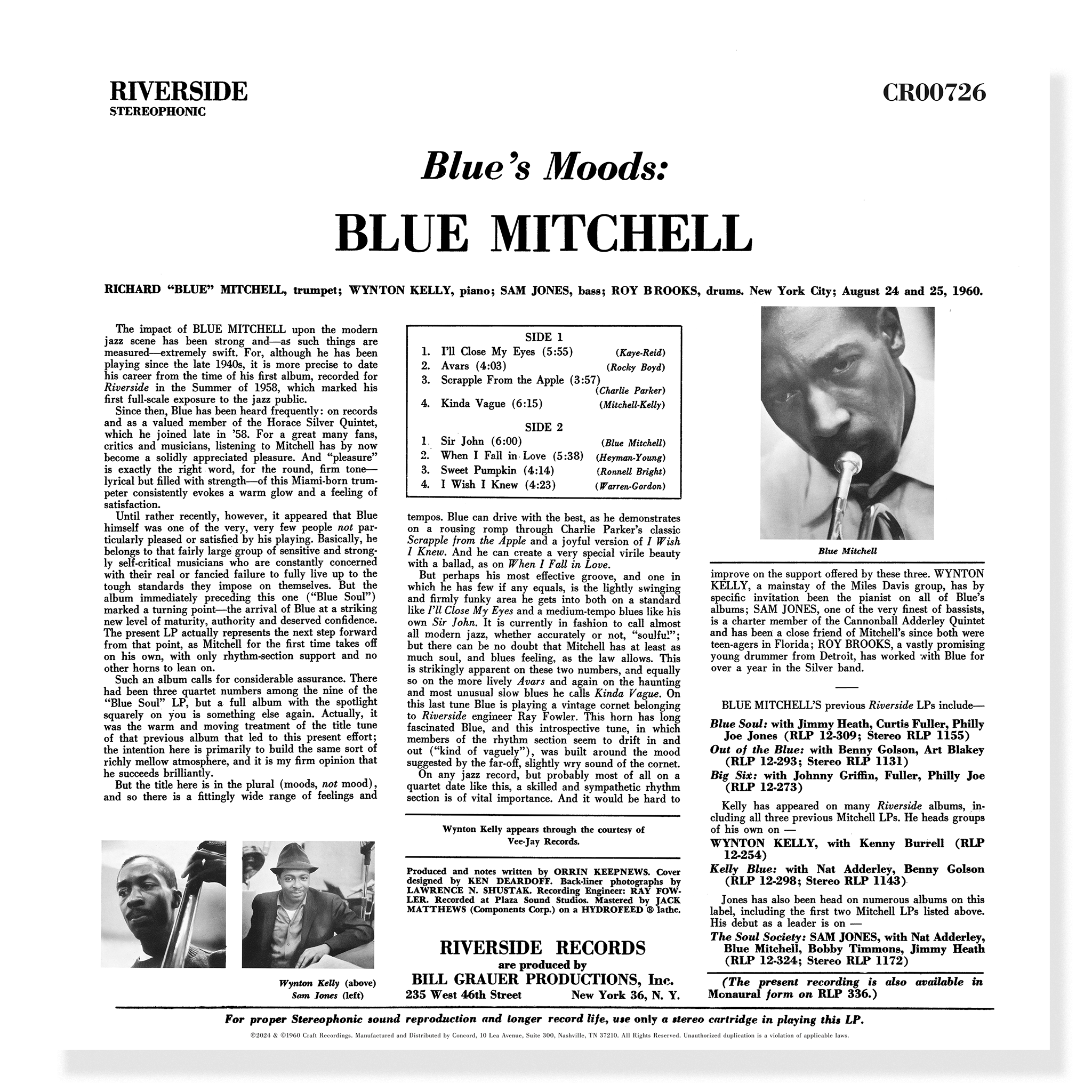 Original Jazz Classics Blue’s Moods Blue Mitchell vinile 180g