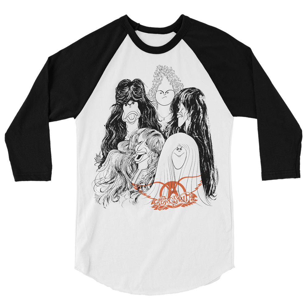 Aerosmith Draw The Line maglia raglan bianco nero