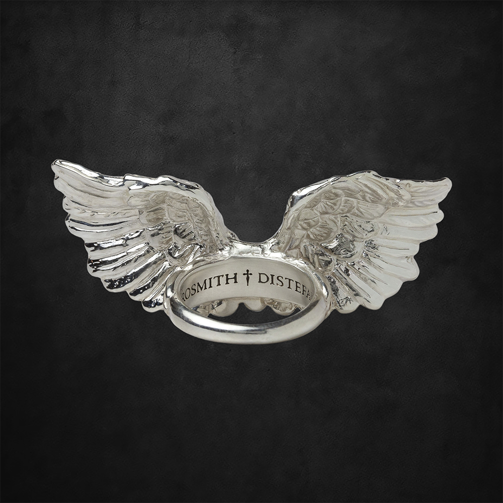 Aerosmith Angel of Mercy Anello Argento Diamanti Neri