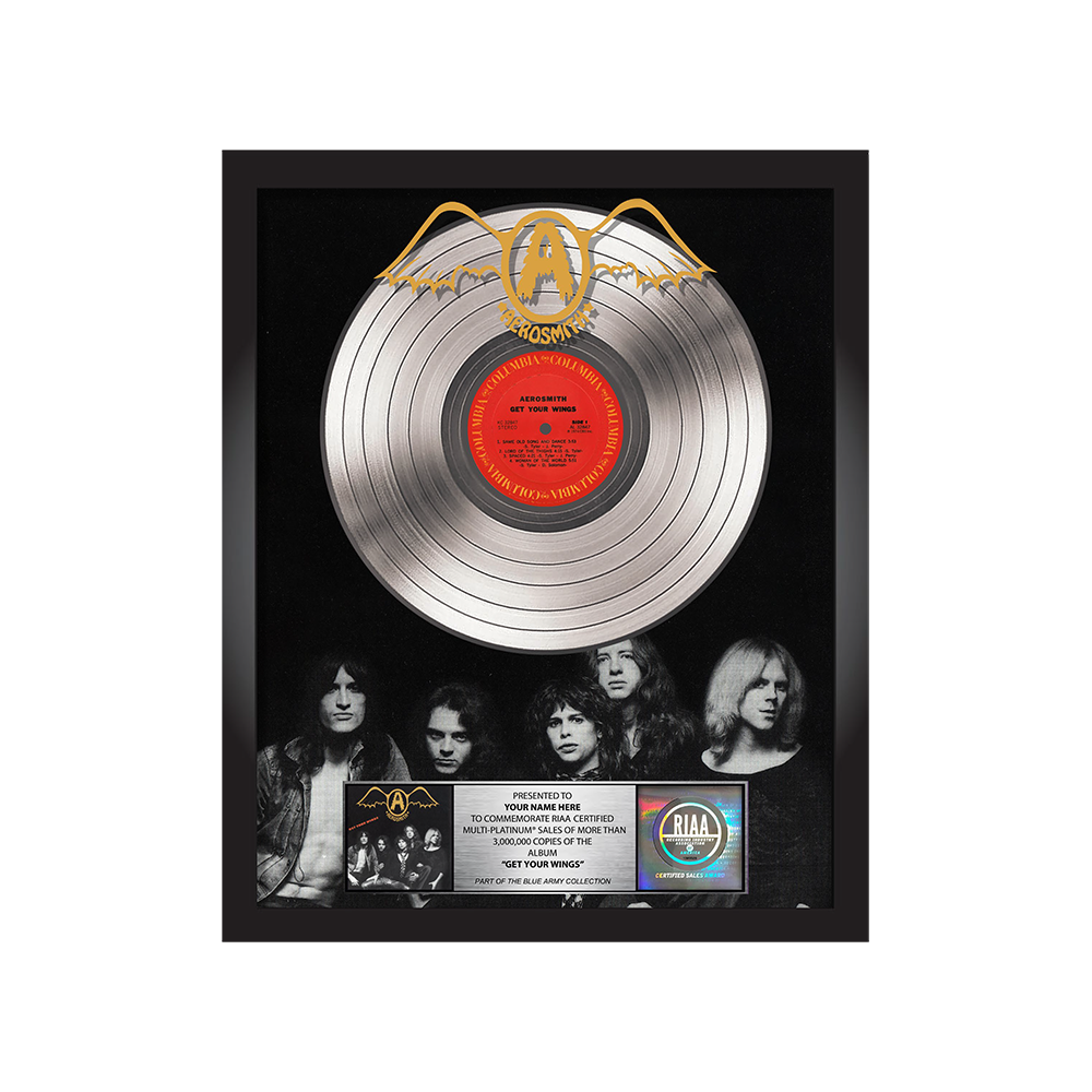 Aerosmith Get Your Wings targa disco platino personalizzata