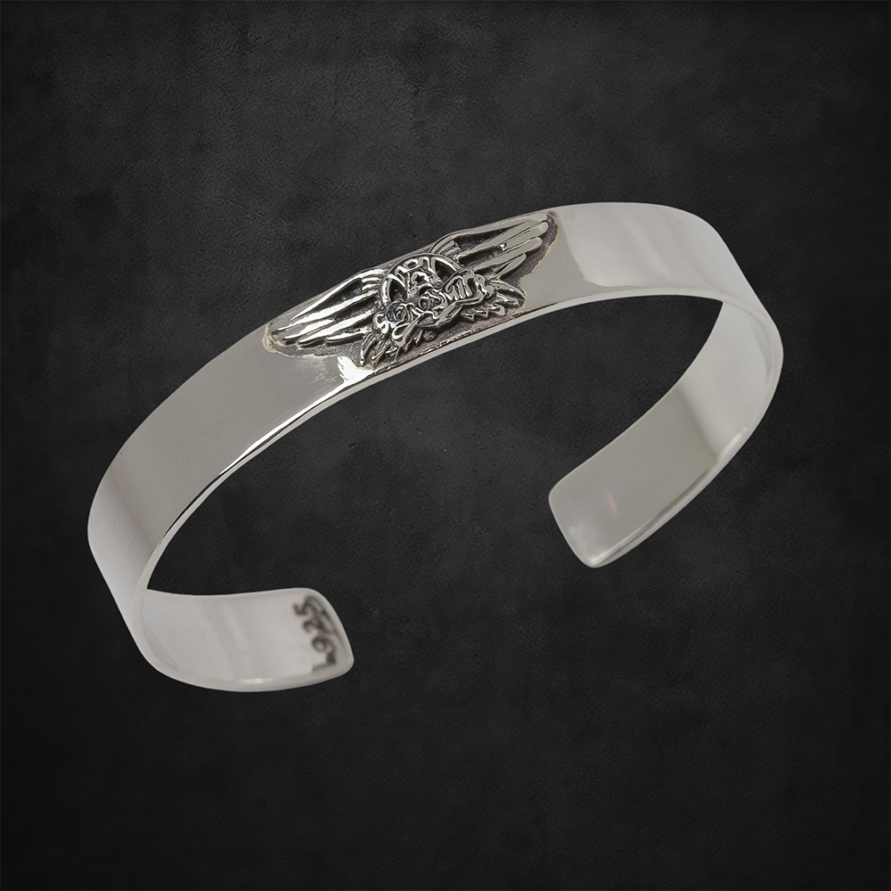 Aerosmith Classic Wings bracciale cuff argento