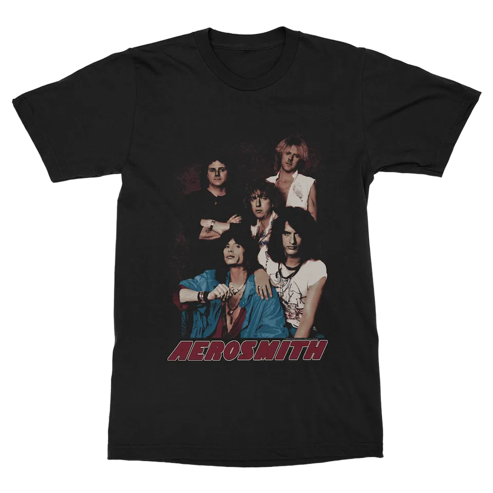 Aerosmith Portrait maglietta nera unisex foto vintage