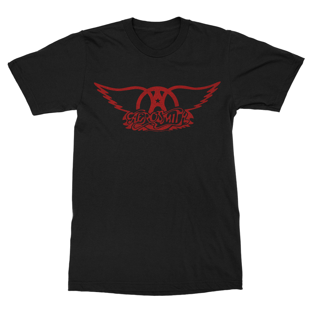 Aerosmith Red Wings t-shirt nera logo rosso