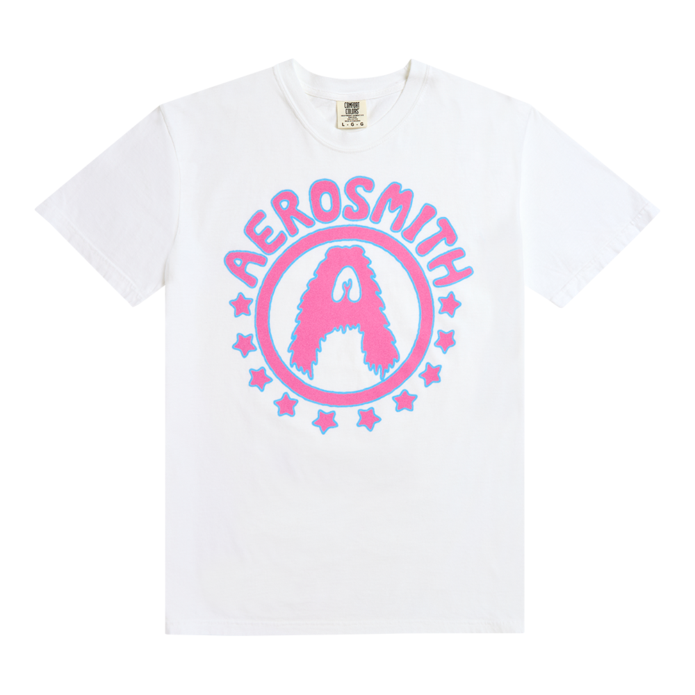Aerosmith White Star maglietta cotone vestibilità morbida