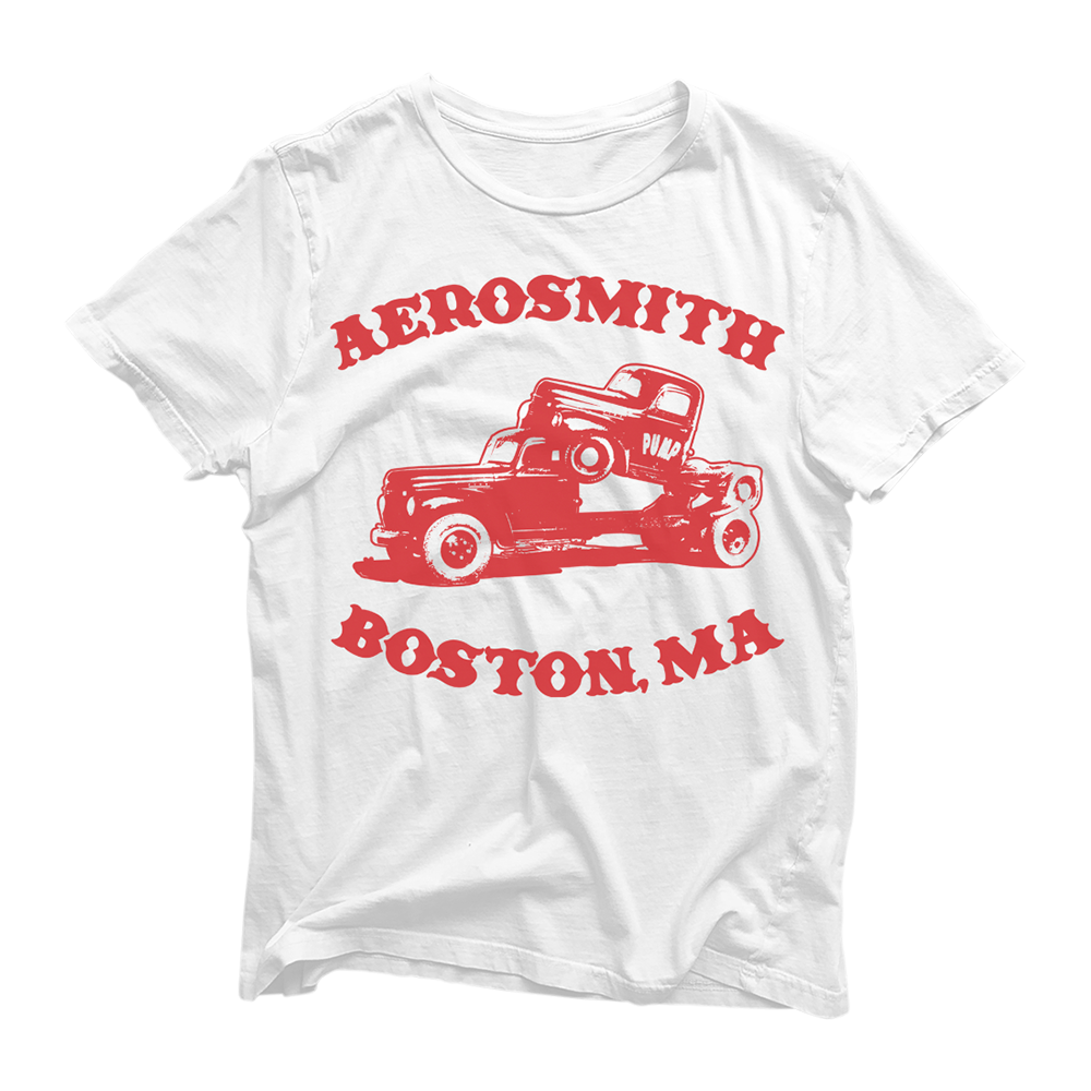 Aerosmith Boston MA Pump t-shirt bianca