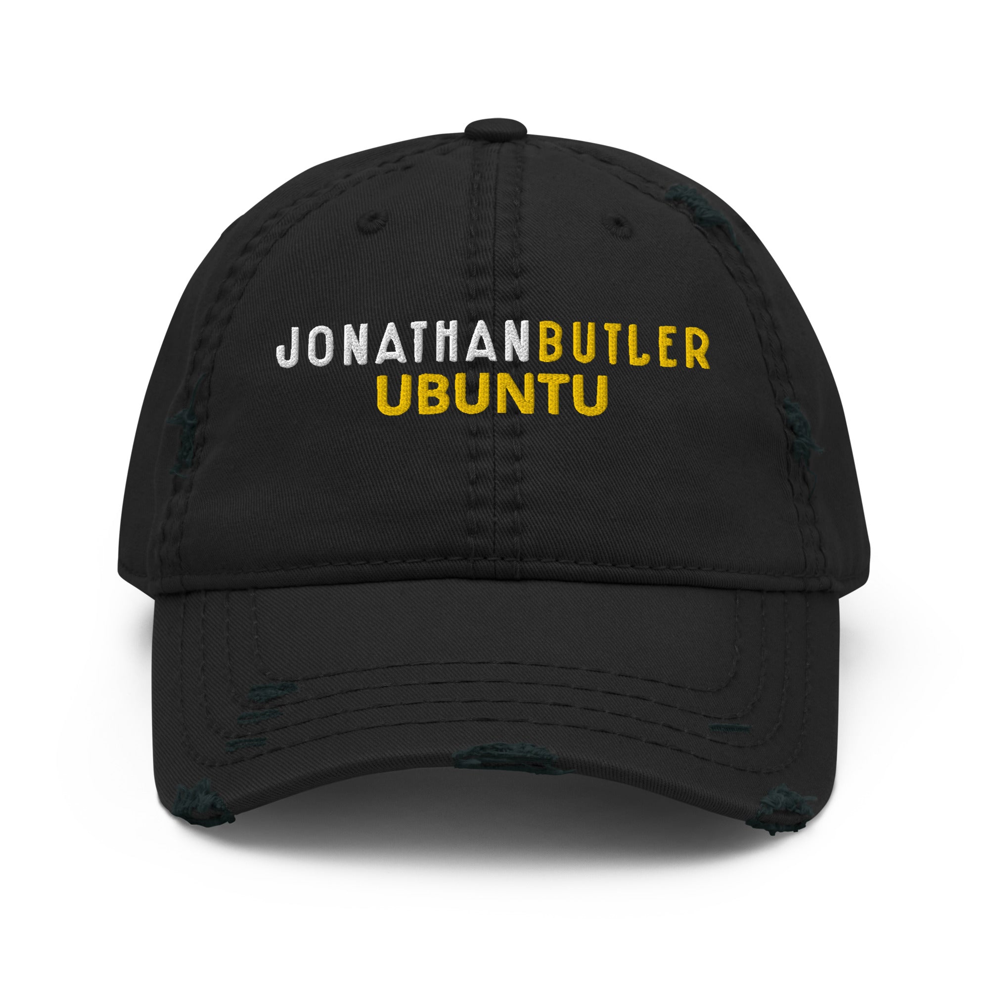 Jonathan Butler Ubuntu cappello ricamato nero effetto vissuto