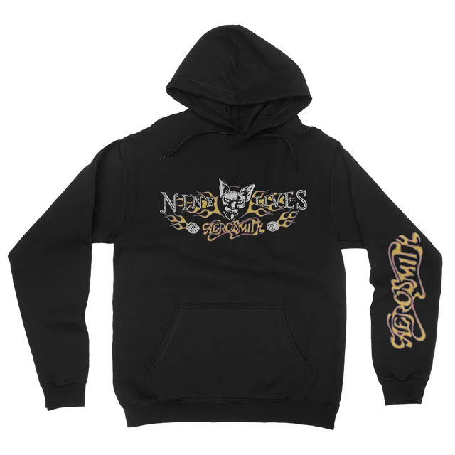 Aerosmith Nine Lives felpa nera con cappuccio