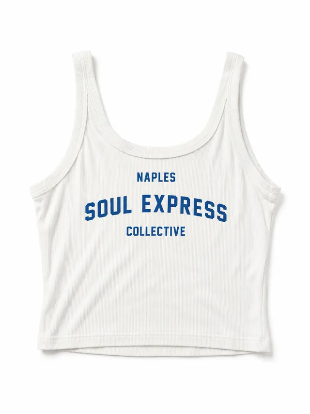 Soul Express Records College top bianco costine donna