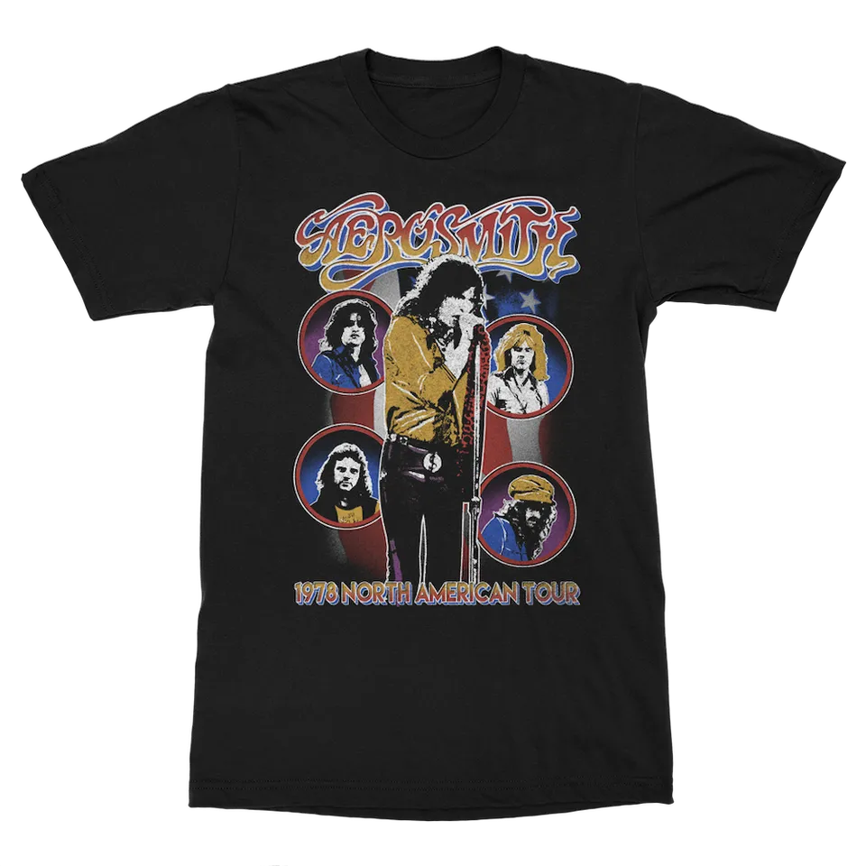 Aerosmith 1978 North America Tour maglietta nera unisex