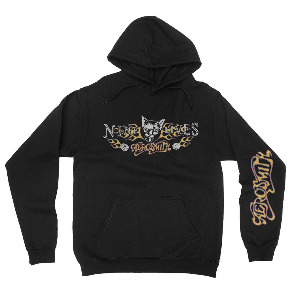 Aerosmith Nine Lives felpa nera con cappuccio