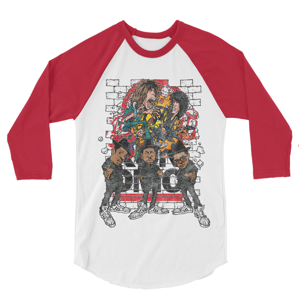 Aerosmith Walk This Way maglia raglan bianca rossa