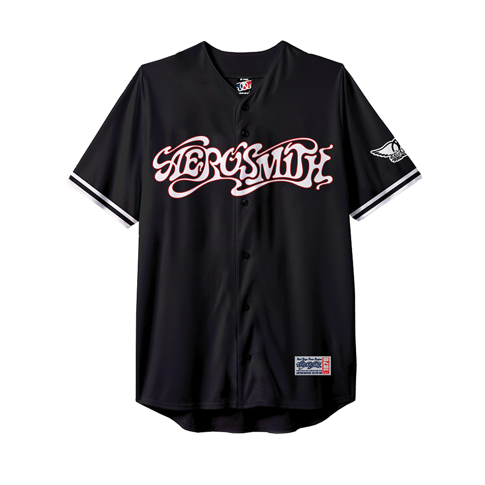 Aerosmith 50 Years maglia baseball nera ricamata