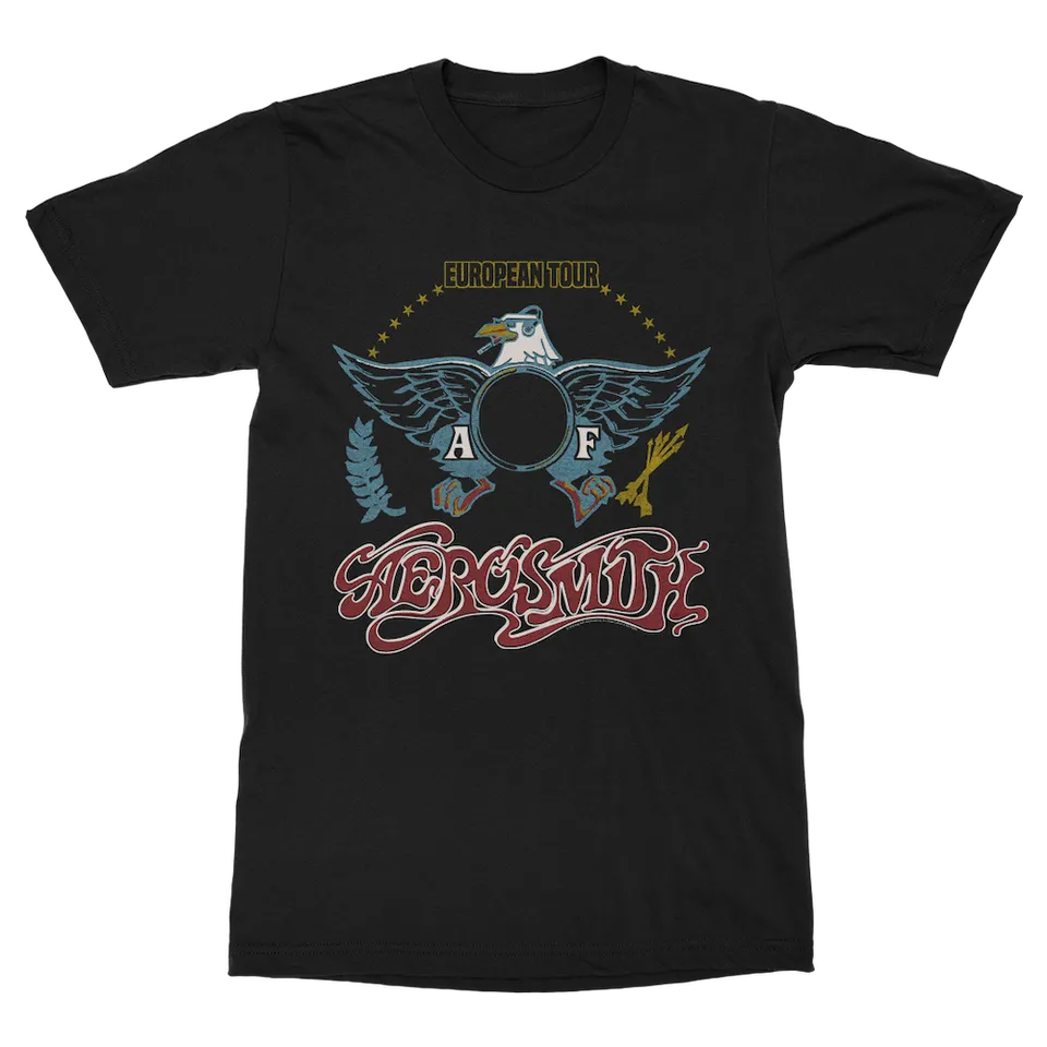 Aerosmith European Tour t-shirt nera unisex