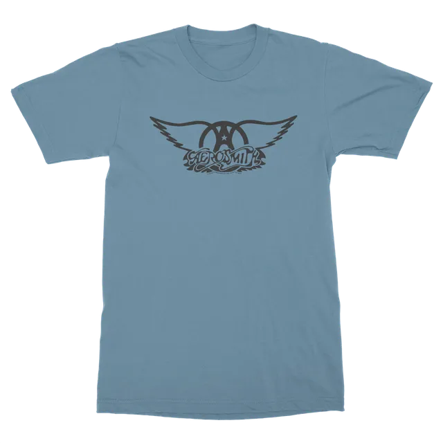 Aerosmith Black Wings maglietta blu logo nero unisex