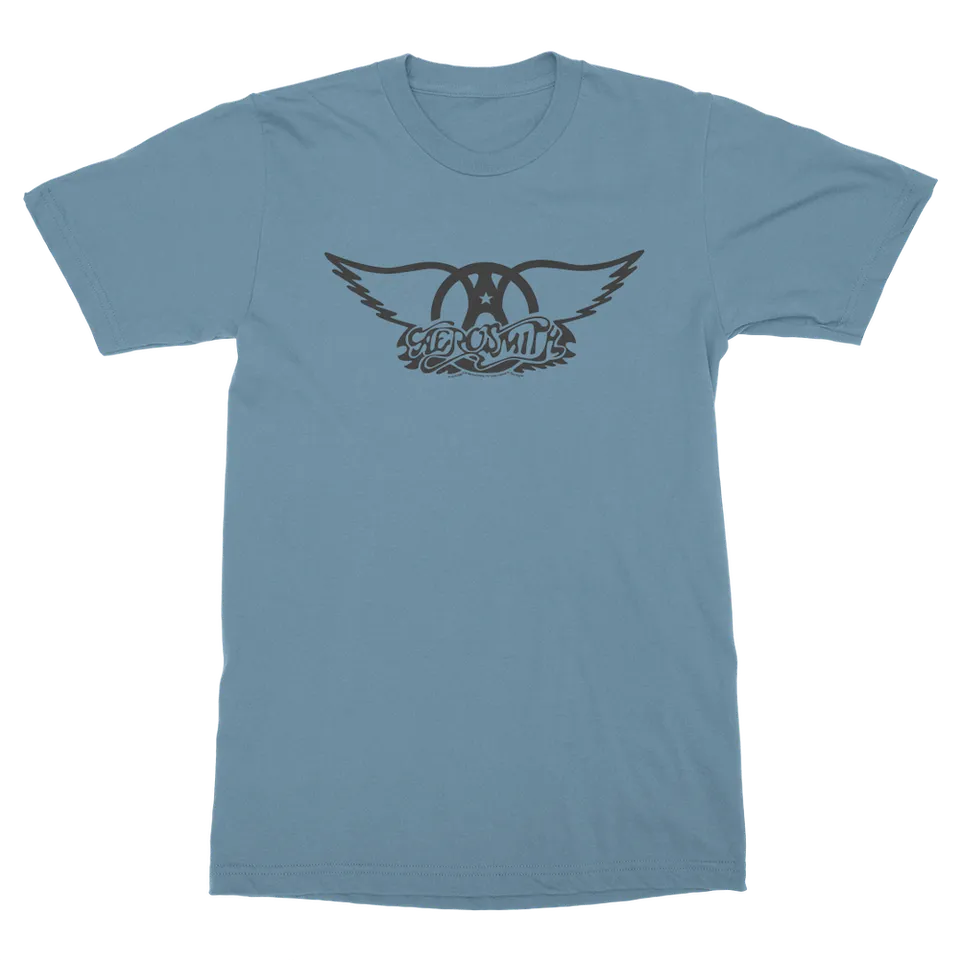 Aerosmith Black Wings maglietta blu logo nero unisex