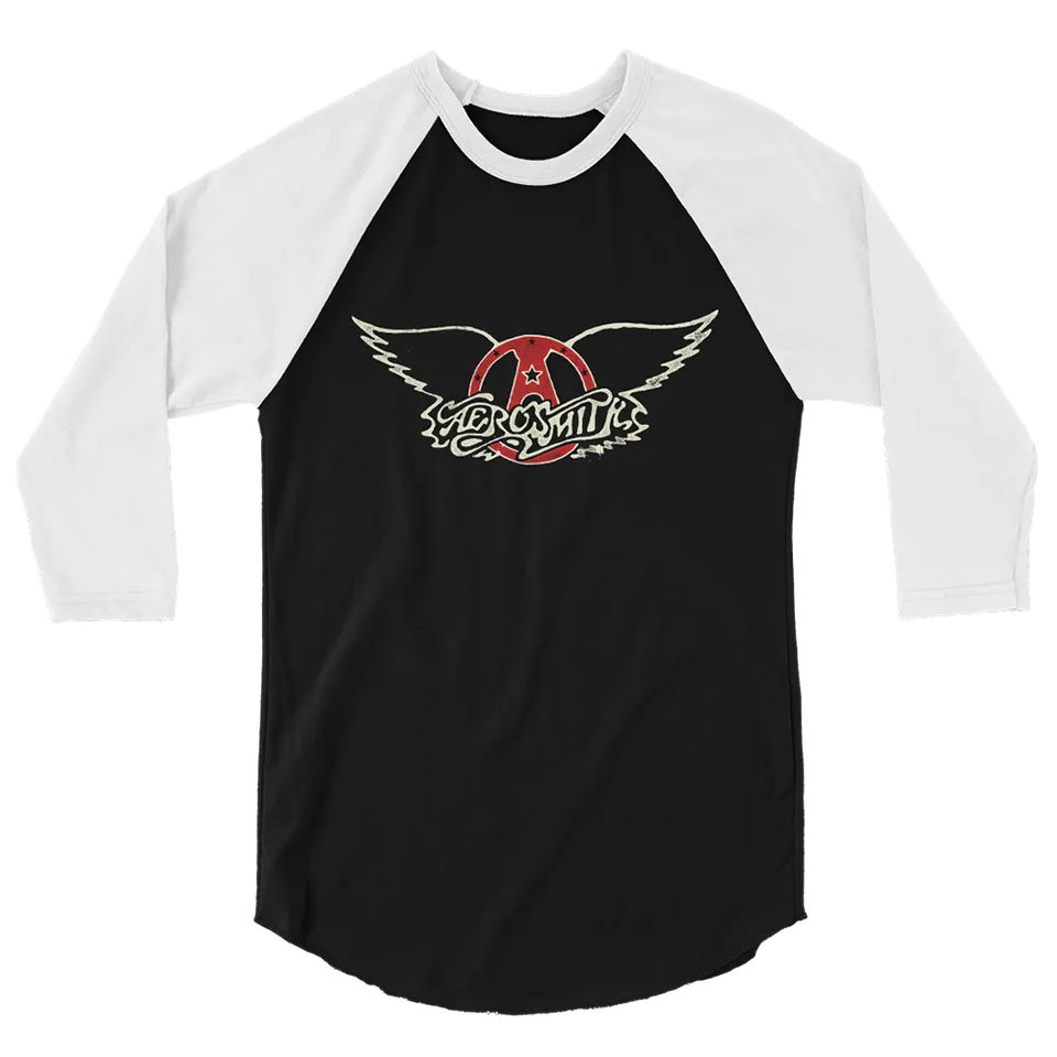Aerosmith Wings Peace Out Tour maglia raglan bianco nero