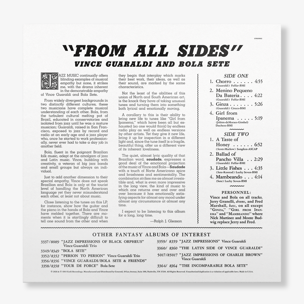 Original Jazz Classics From All Sides Guaraldi Sete vinile 180g