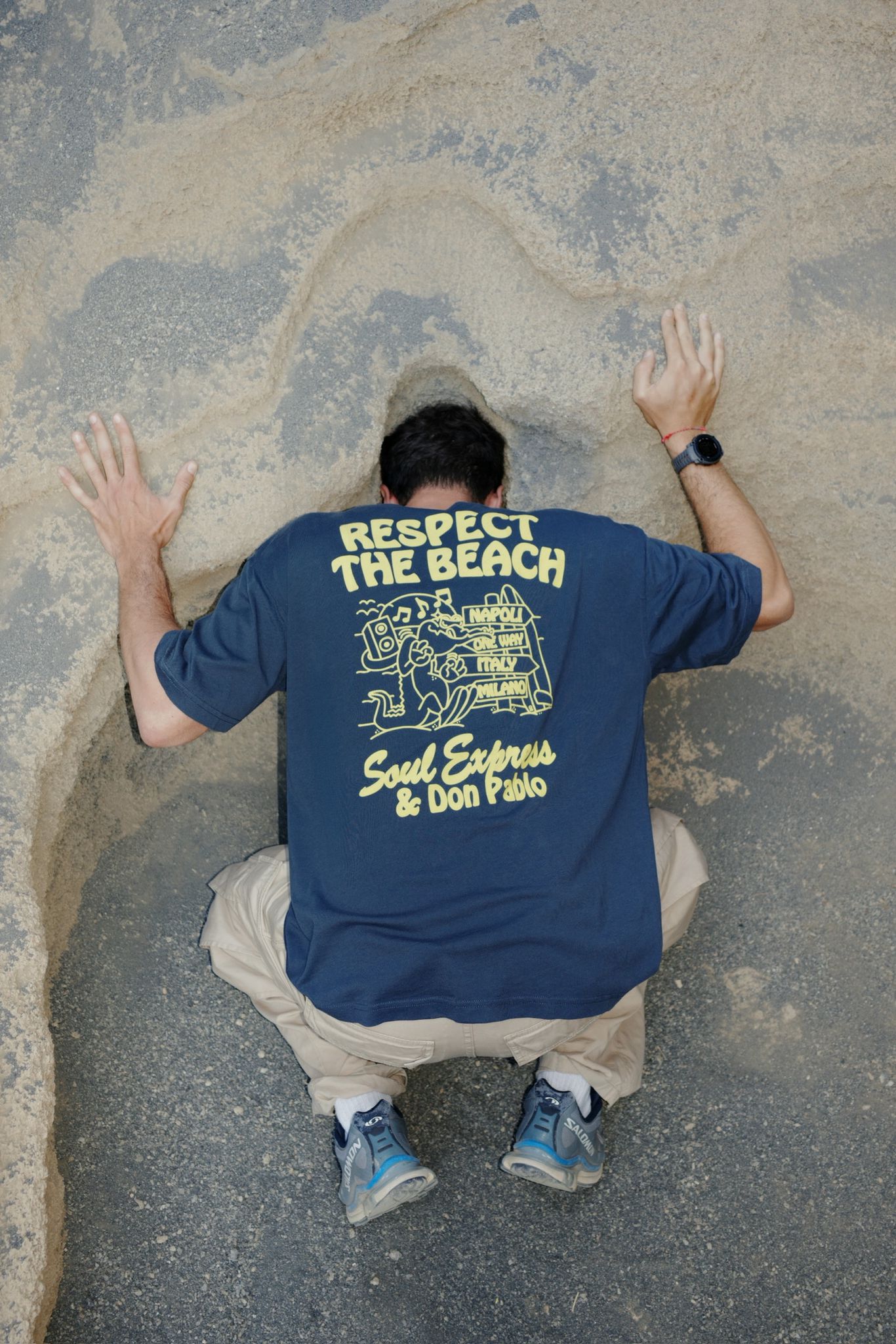 Soul Express Bar Disco Respect the Beach t-shirt grigia cotone