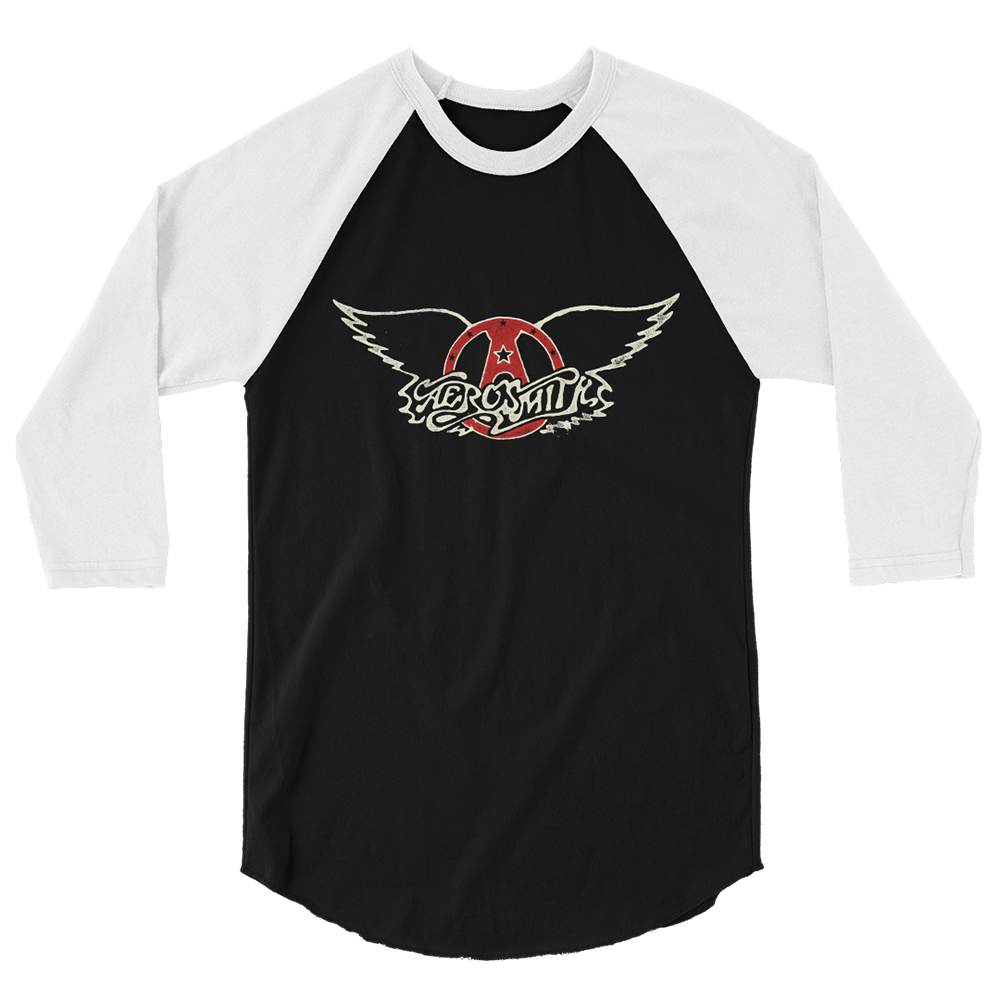 Aerosmith Wings Peace Out Tour maglia raglan bianco nero