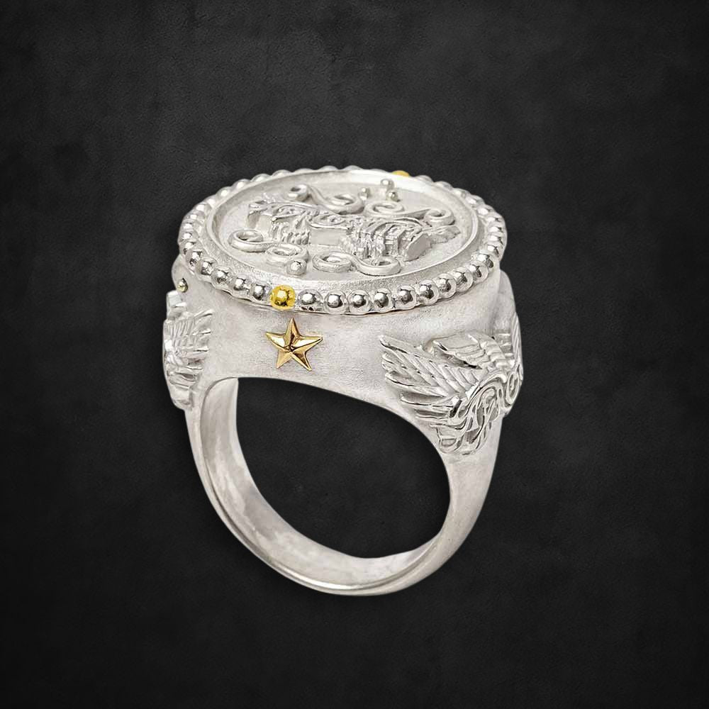 Aerosmith Get Your Wings anello argento ali