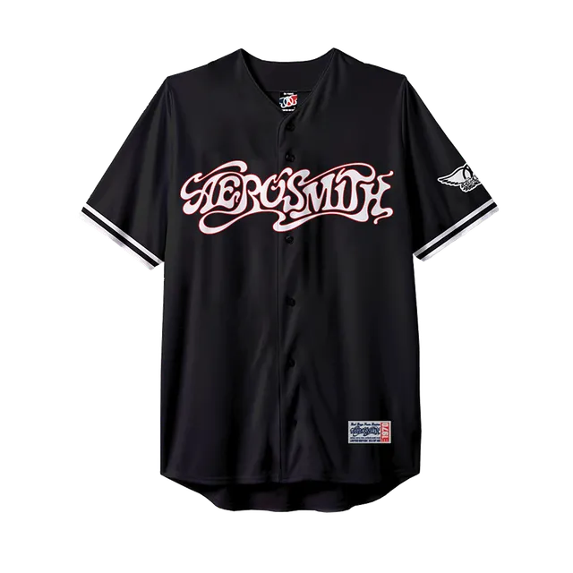 Aerosmith 50 Years maglia baseball nera ricamata