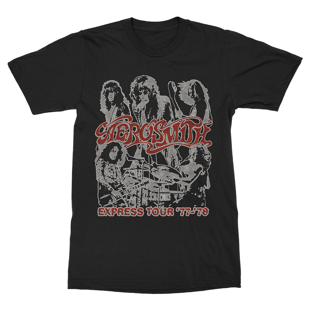 Aerosmith Express Tour '77-'78 t-shirt nera cotone