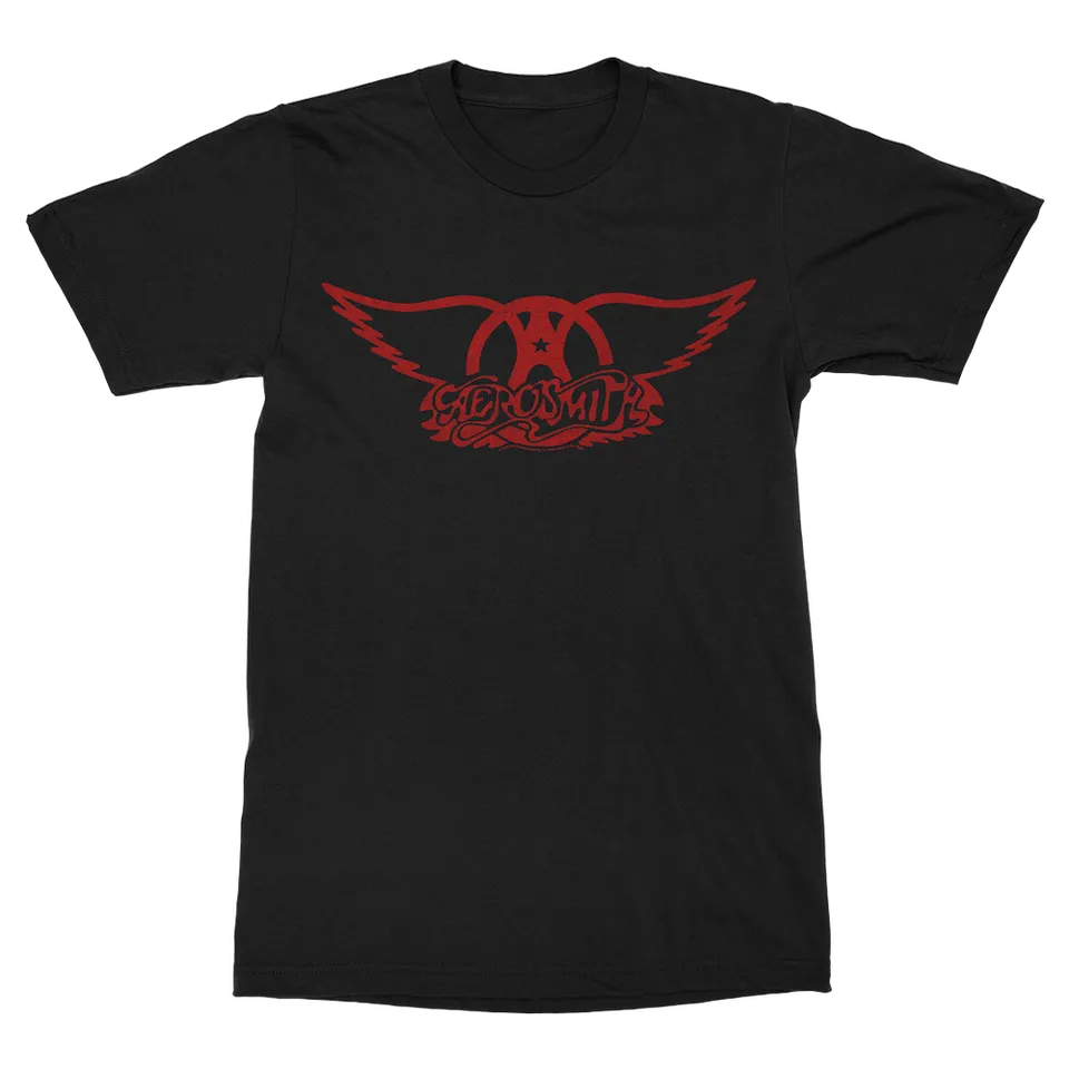 Aerosmith Red Wings t-shirt nera logo rosso