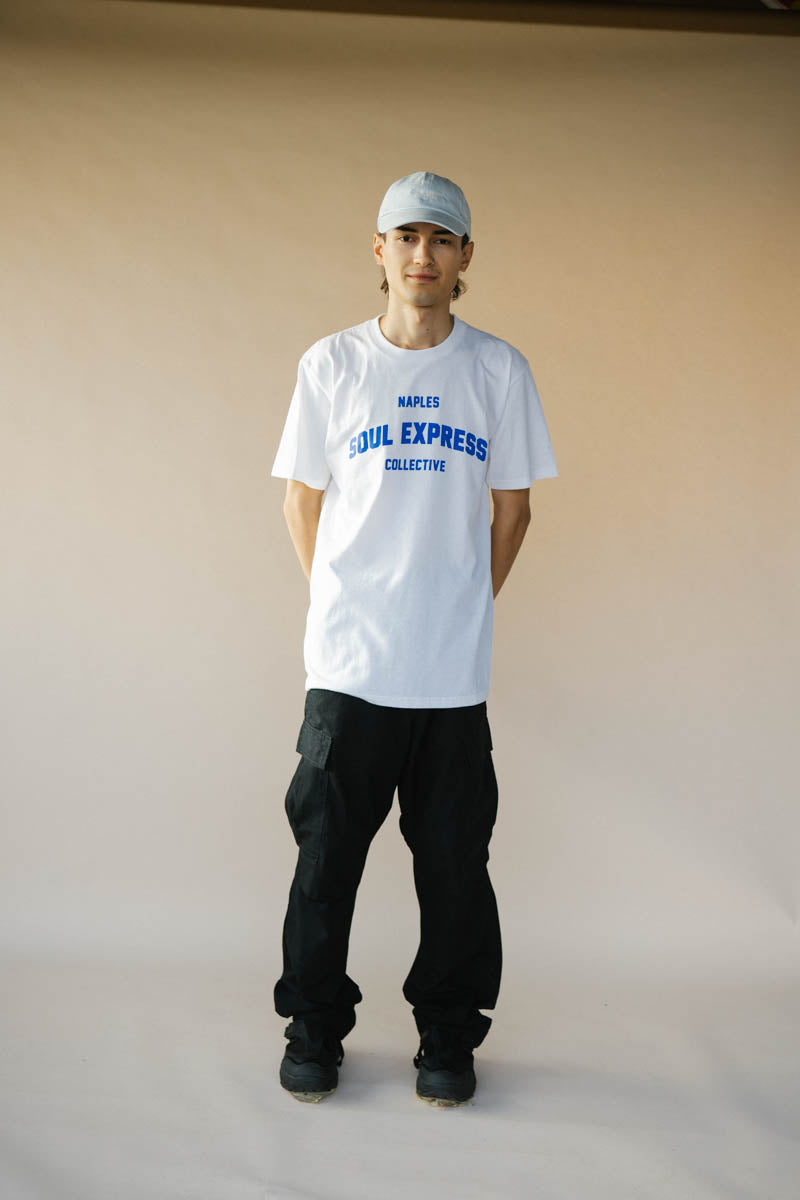 Soul Express Records College t-shirt blu navy cotone