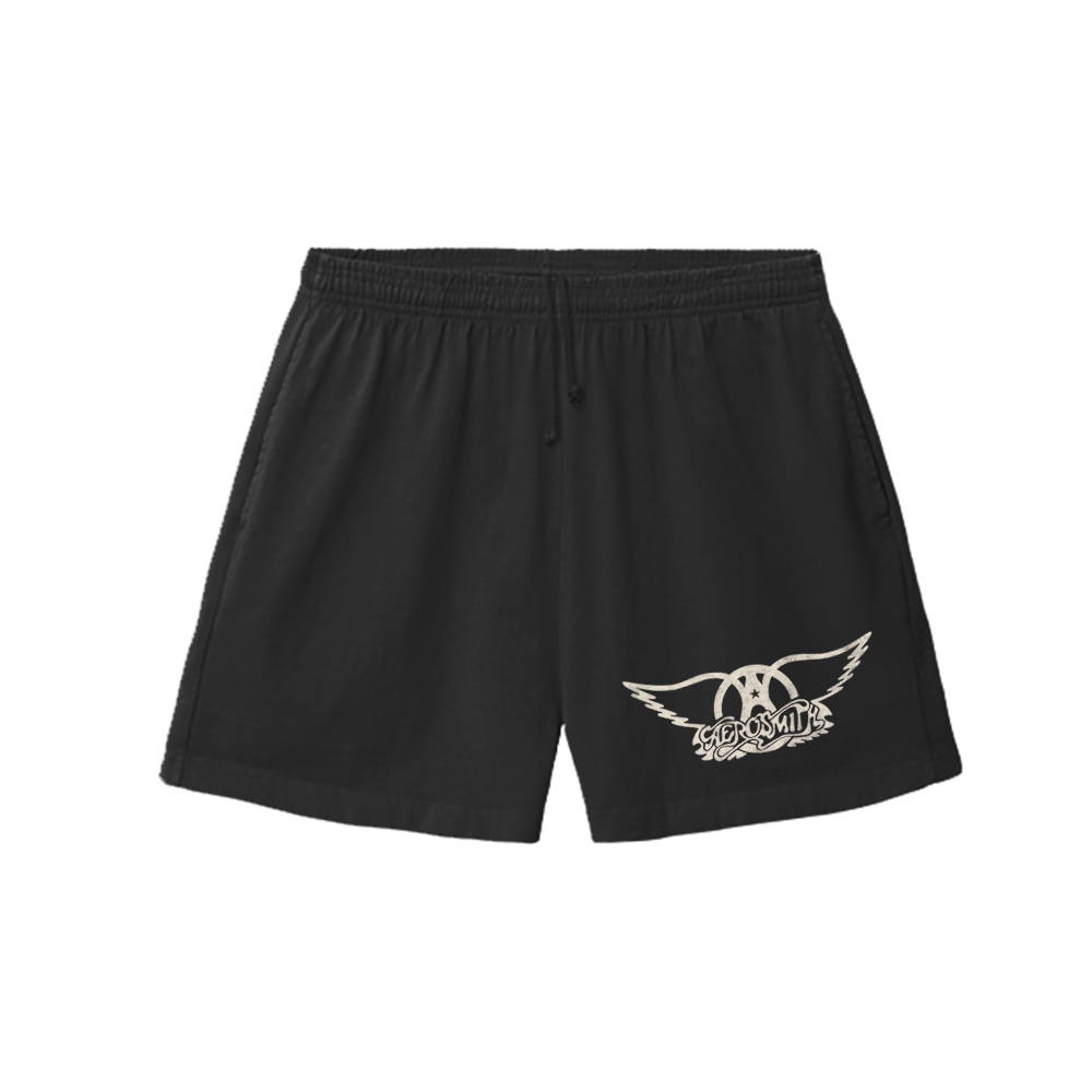Aerosmith Wings Logo pantaloncini neri logo bianco