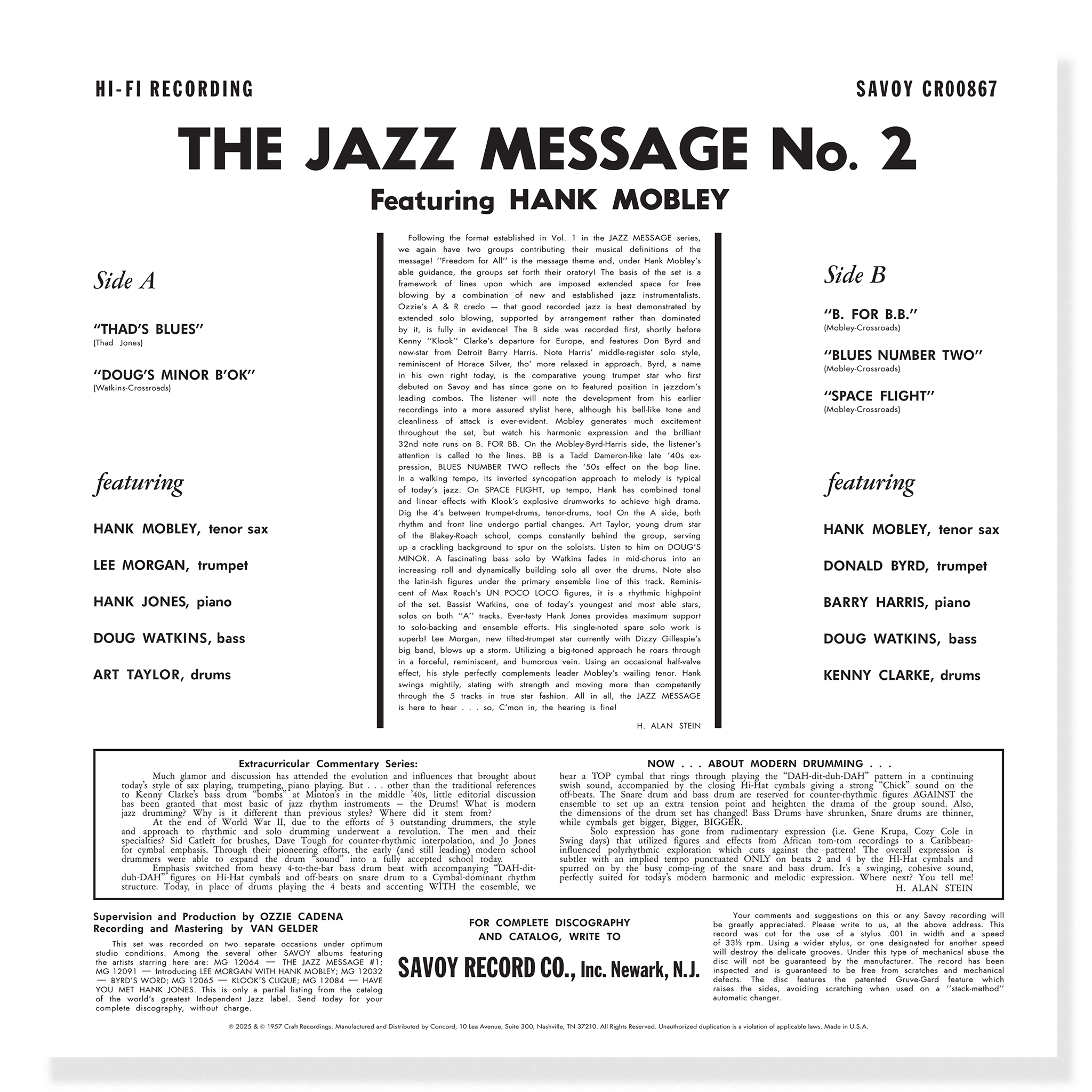 Original Jazz Classics Series Jazz Message #2 LP 180g Mobley