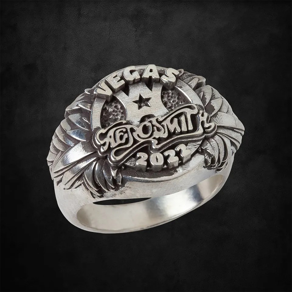 Aerosmith 50th Anniversary anello sigillo argento Vegas